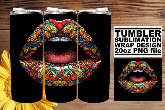 Elegant Lips Sublimation Tumbler Wrap Sublimation afrosvg 