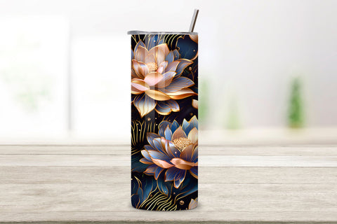 Elegant Lotus Tumbler Wrap, Seamless PNG Wrap, Glowing Lotus Bloom Tumbler Wrap, Seamless PNG Wrap Sublimation FloridPrintables 