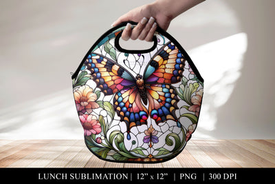 Elegant Lunch Bag Design, Stained Glass Sublimation PNG Sublimation BijouBay 