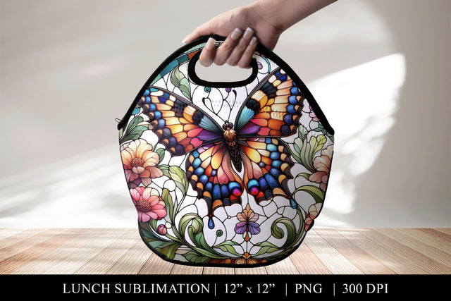 Elegant Lunch Bag Design, Stained Glass Sublimation PNG Sublimation BijouBay 