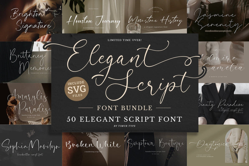Elegant Luxury Script Font Bundle Font Timur type 