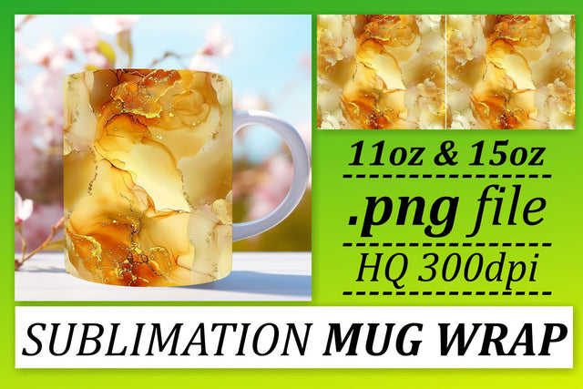 Elegant Marble Print Mug Wrap, Sublimation, 11oz 15oz Sublimation afrosvg 