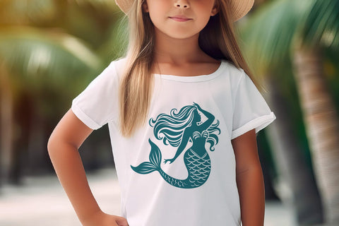 Elegant Mermaid Silhouette SVG | Sea Princess Vector SVG Tafti Art 