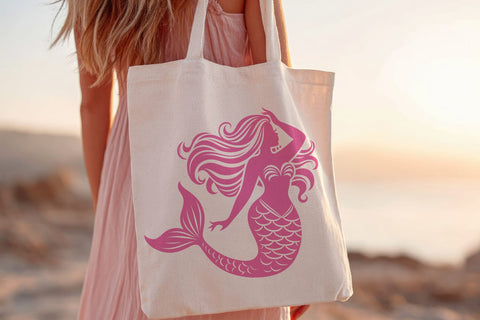 Elegant Mermaid Silhouette SVG | Sea Princess Vector SVG Tafti Art 