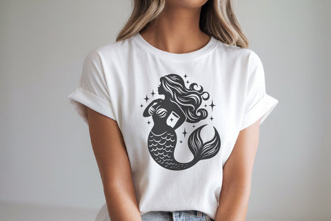 Elegant Mermaid Silhouette SVG | Sea Princess Vector SVG Tafti Art 