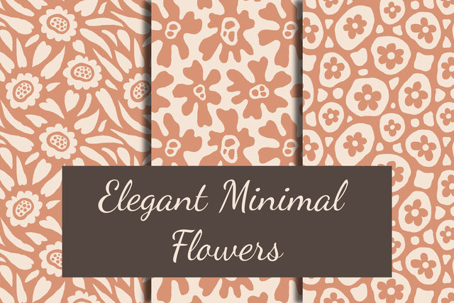 Elegant Minimal Flowers Seamless Patterns Digital Pattern Rin Green 