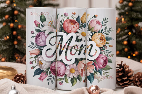Elegant Mom Floral 20oz Tumbler Wrap Sublimation DesignSVG 