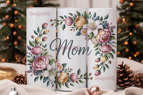 Elegant Mom Floral 20oz Tumbler Wrap Sublimation DesignSVG 