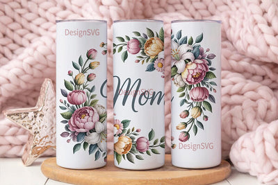 Elegant Mom Floral 20oz Tumbler Wrap Sublimation DesignSVG 