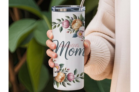 Elegant Mom Floral 20oz Tumbler Wrap Sublimation DesignSVG 