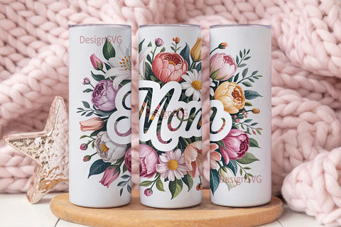 Elegant Mom Floral 20oz Tumbler Wrap Sublimation DesignSVG 
