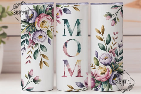 Elegant Mom Floral 20oz Tumbler Wrap Sublimation sassyprint 