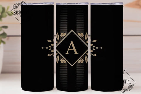 Elegant Monogram A Tumbler Wrap Sublimation sassyprint 