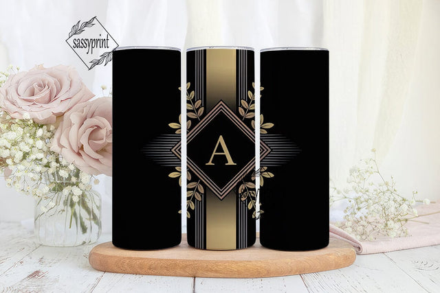 Elegant Monogram A Tumbler Wrap Sublimation sassyprint 