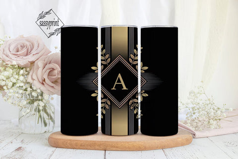 Elegant Monogram A Tumbler Wrap Sublimation sassyprint 