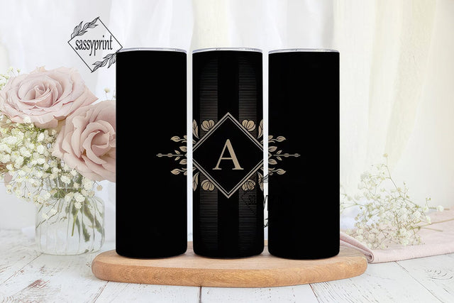 Elegant Monogram A Tumbler Wrap Sublimation sassyprint 