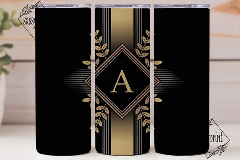 Elegant Monogram A Tumbler Wrap Sublimation sassyprint 