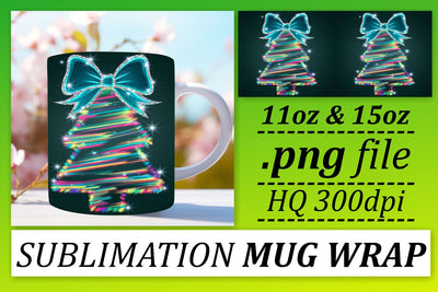 Elegant mug wraps, perfect for holidays and events! , Neon Xmas Sublimation afrosvg 