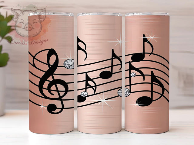 Elegant Music Notes Lover Tumbler, Musical Sublimation Design, Elegant Music Art, 20oz Music Lover Tumbler, Whimsical Music Mug, Artistic Note Cup, Creative Music Wrap Sublimation Lara' s Designs 