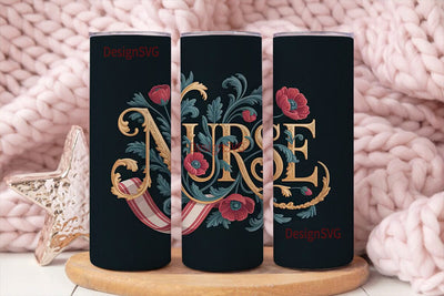 Elegant Nurse 20oz Tumbler Wrap Sublimation DesignSVG 