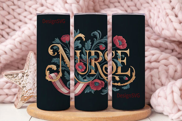 Elegant Nurse 20oz Tumbler Wrap Sublimation DesignSVG 