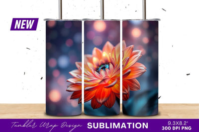 Elegant Orange Flower With Bokeh Background Tumbler Png Sublimation Regulrcrative 