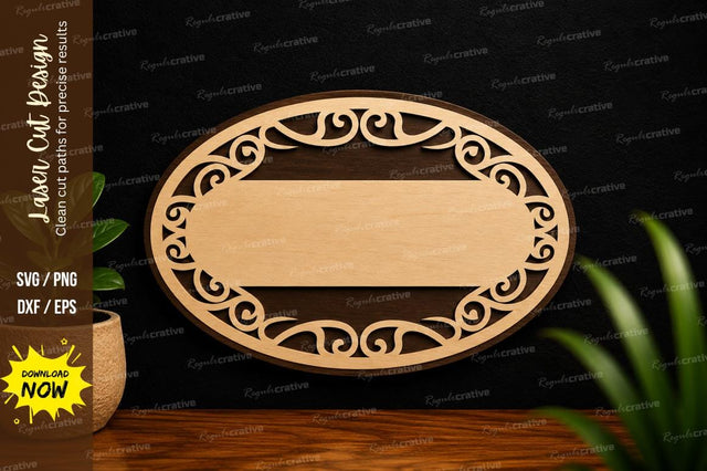 Elegant Oval Monogram Frame Laser Cut SVG File SVG Regulrcrative 