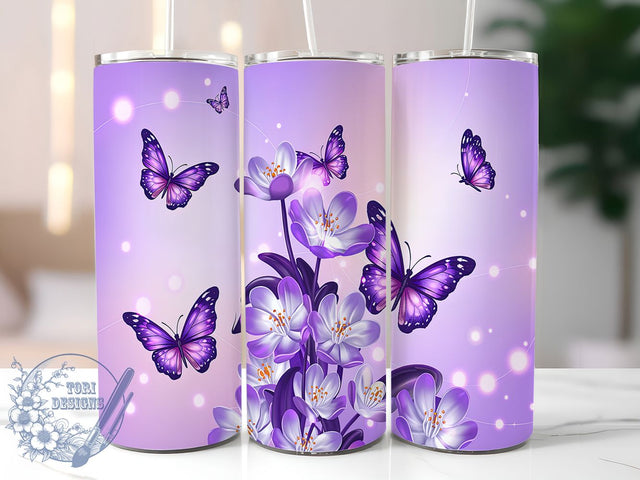 Elegant Pastel Spring Butterfly Tumbler, Floral Tumbler Wrap, 20oz Sublimation PNG, Butterfly And Flowers Design, Elegant Spring Tumbler, Pastel Tumbler Wrap, Nature Theme Tumbler Sublimation ToriDesigns 