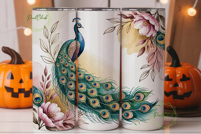 Elegant Peacock 20oz Tumbler Wrap Sublimation PixelChick 
