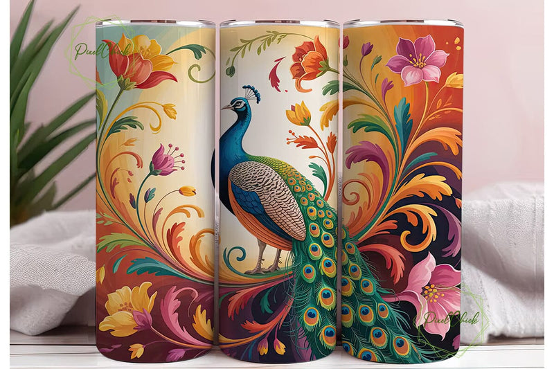 Elegant Peacock 20oz Tumbler Wrap Sublimation PixelChick 