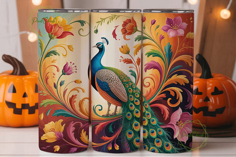 Elegant Peacock 20oz Tumbler Wrap Sublimation PixelChick 