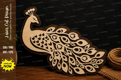 Elegant Peacock Bird Decor Laser Cut SVG File SVG Regulrcrative 