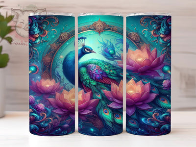 Elegant Peacock Exotic Floral Tumbler, Bird Lover Wrap, Elegant Peacock Design, 20Oz Tumbler Sublimation, Colorful Bird Drinkware, Exotic Floral Cup, Nature Lover Mug Sublimation Lara' s Designs 