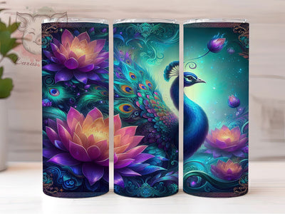 Elegant Peacock Exotic Floral Tumbler, Bird Lover Wrap, Elegant Peacock Design, 20Oz Tumbler Sublimation, Colorful Bird Drinkware, Exotic Floral Cup, Nature Lover Mug Sublimation Lara' s Designs 