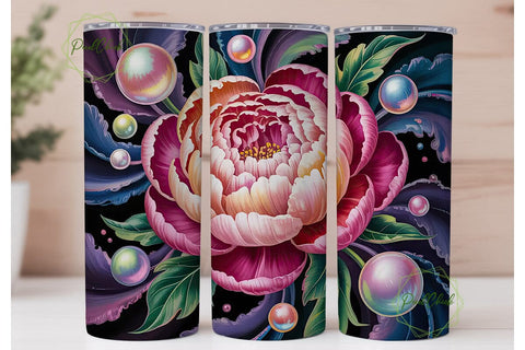 Elegant Peony 20oz Tumbler Wrap Sublimation PixelChick 