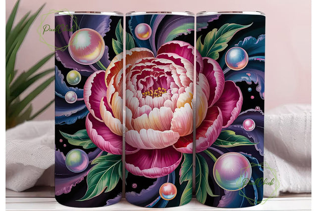 Elegant Peony 20oz Tumbler Wrap Sublimation PixelChick 