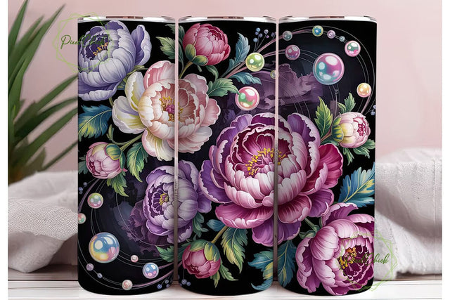 Elegant Peony 20oz Tumbler Wrap Sublimation PixelChick 