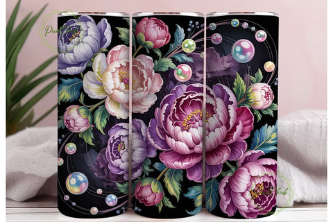 Elegant Peony 20oz Tumbler Wrap Sublimation PixelChick 