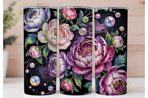 Elegant Peony 20oz Tumbler Wrap Sublimation PixelChick 