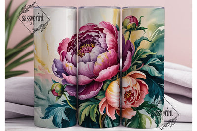 Elegant Peony 20oz Tumbler Wrap Sublimation sassyprint 