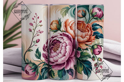 Elegant Peony 20oz Tumbler Wrap Sublimation sassyprint 