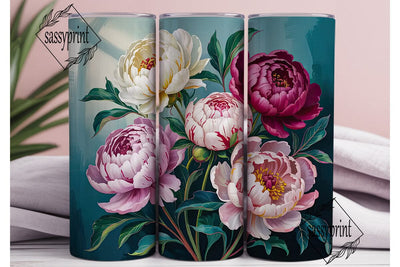 Elegant Peony Floral 20oz Tumbler Wrap Sublimation sassyprint 
