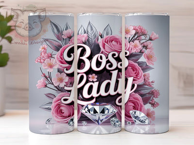 Elegant Pink Boss Lady Tumbler, Pink Roses Tumbler, Diamond 20oz Wrap, Sublimation Design, Feminine Gift Idea, Elegant Roses Wrap, Stylish Boss Lady Tumbler Sublimation Lara' s Designs 