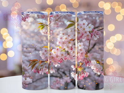 Elegant Pink Cherry Blossom Tumbler, Pink Flower Tumbler, Spring Blossom Wrap, Whimsical Floral Wrap, Elegant Blossom Wrap, Sublimation Design, Trendy Gift Idea Sublimation SvggirlplusArt 