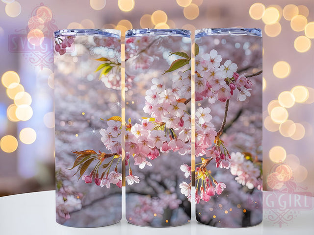 Elegant Pink Cherry Blossom Tumbler, Pink Flower Tumbler, Spring Blossom Wrap, Whimsical Floral Wrap, Elegant Blossom Wrap, Sublimation Design, Trendy Gift Idea Sublimation SvggirlplusArt 
