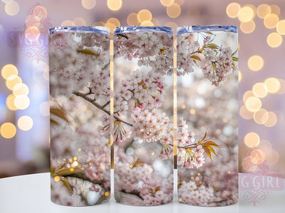 Elegant Pink Cherry Blossom Tumbler, Pink Flower Tumbler, Spring Blossom Wrap, Whimsical Floral Wrap, Elegant Blossom Wrap, Sublimation Design, Trendy Gift Idea Sublimation SvggirlplusArt 