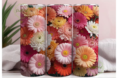 Elegant Pink Floral 20oz Tumbler Wrap Sublimation PixelChick 