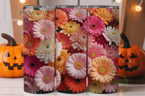 Elegant Pink Floral 20oz Tumbler Wrap Sublimation PixelChick 