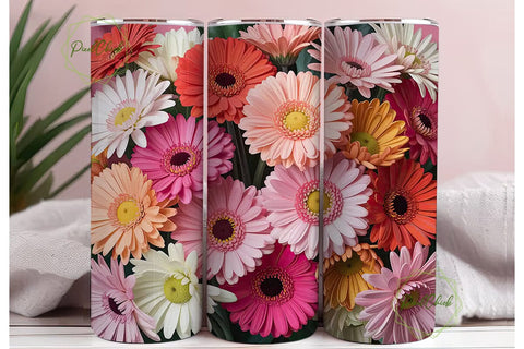 Elegant Pink Floral 20oz Tumbler Wrap Sublimation PixelChick 