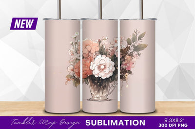 Elegant pink floral bouquet in glass vase Sublimation Regulrcrative 